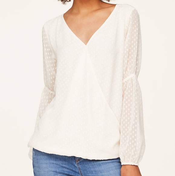 LOFT Tops - LOFT | Dotted Cinched White Blouse